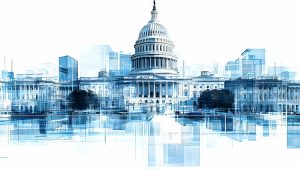 Modern illustration of Washington DC government buildings