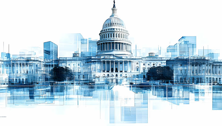 Modern illustration of Washington DC government buildings