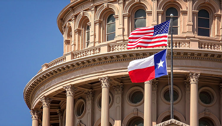Texas flag with American flag